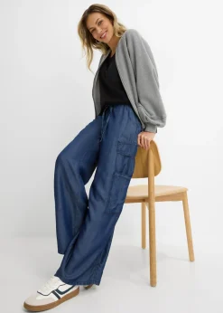Discount Pantalón ancho sin cierre de lyocell fluido Mujer Pantalones|Novedades