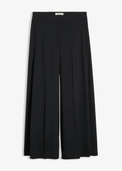 Pantalón ancho y fluido con cinturilla cómoda Mujer Esenciales|Pantalones