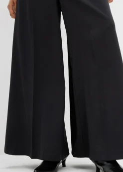 Pantalón ancho y fluido con cinturilla cómoda Mujer Esenciales|Pantalones