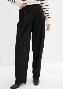 Pantalón barrel con cintura alta Mujer Esenciales|Pantalones