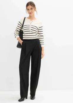 Pantalón barrel con cintura alta Mujer Esenciales|Pantalones