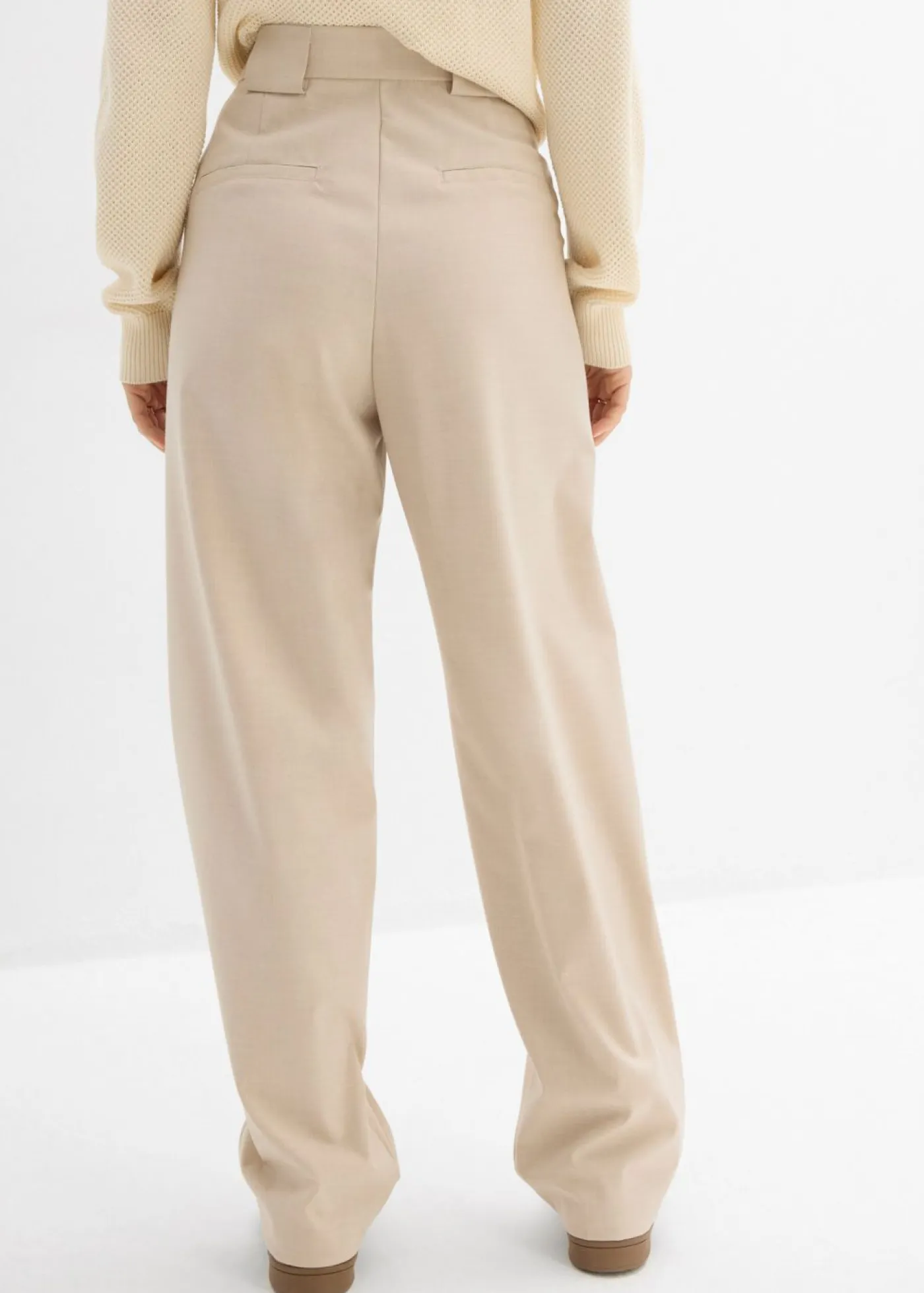 Pantalón barrel con cintura alta Mujer Esenciales|Pantalones