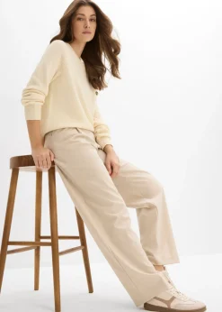 Pantalón barrel con cintura alta Mujer Esenciales|Pantalones