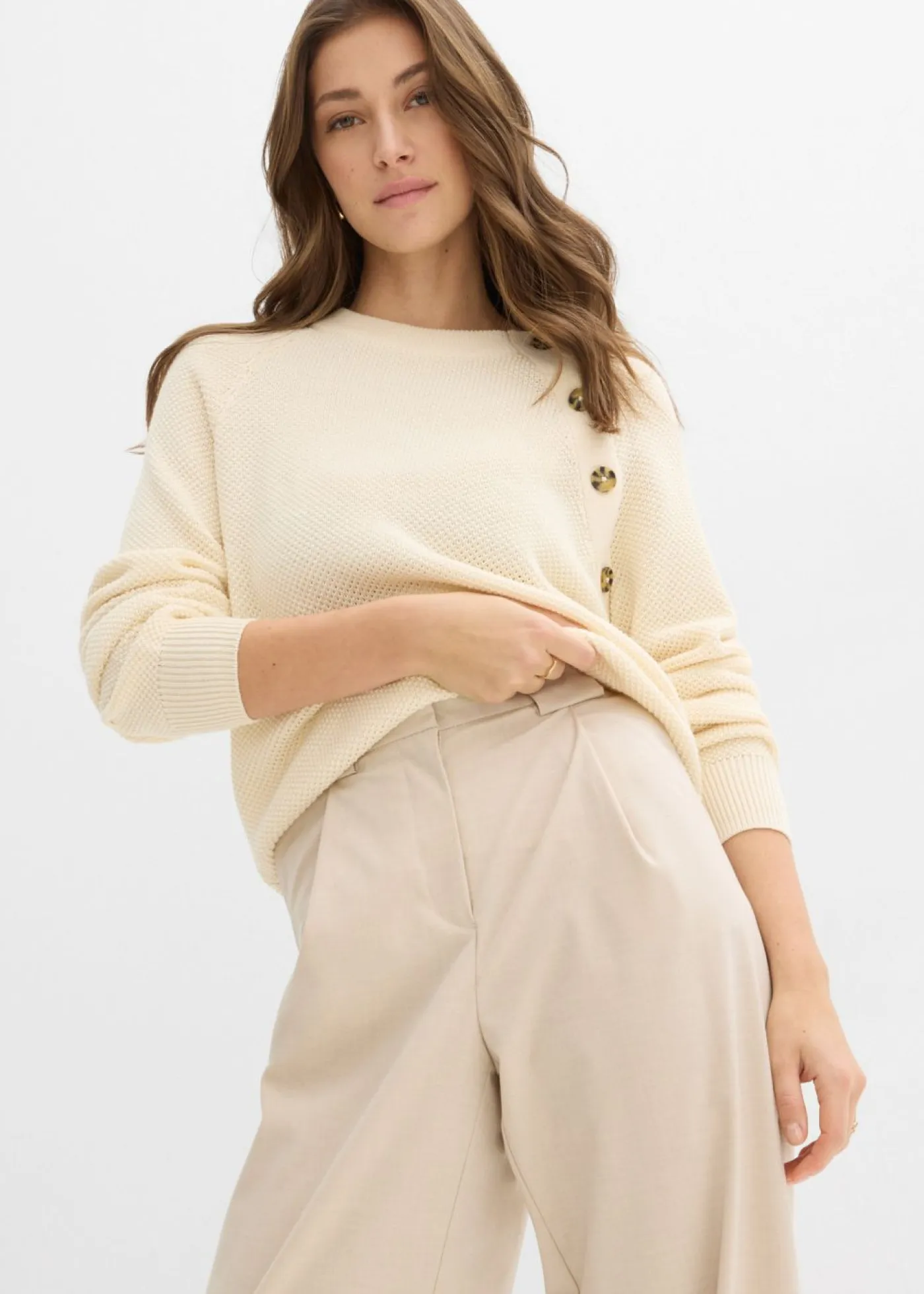Pantalón barrel con cintura alta Mujer Esenciales|Pantalones