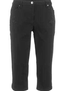 Clearance Pantalón capri de algodón con cintura cómoda y aberturas laterales Mujer Pantalones