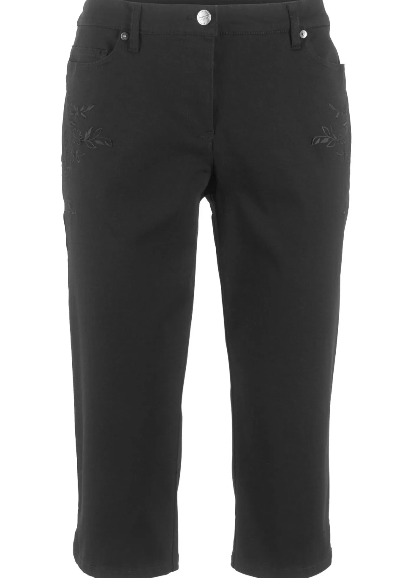 Clearance Pantalón capri de algodón con cintura cómoda y aberturas laterales Mujer Pantalones