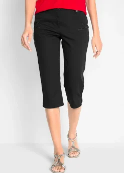 Clearance Pantalón capri de algodón con cintura cómoda y aberturas laterales Mujer Pantalones