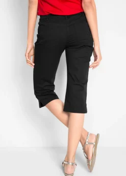 Clearance Pantalón capri de algodón con cintura cómoda y aberturas laterales Mujer Pantalones