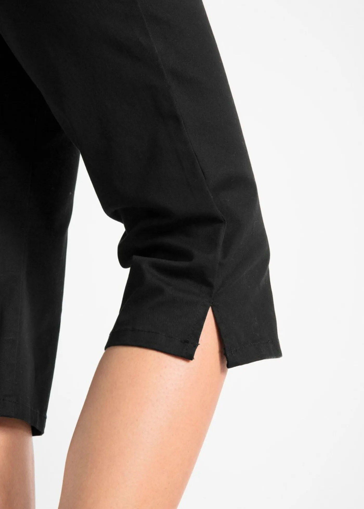 Clearance Pantalón capri de algodón con cintura cómoda y aberturas laterales Mujer Pantalones