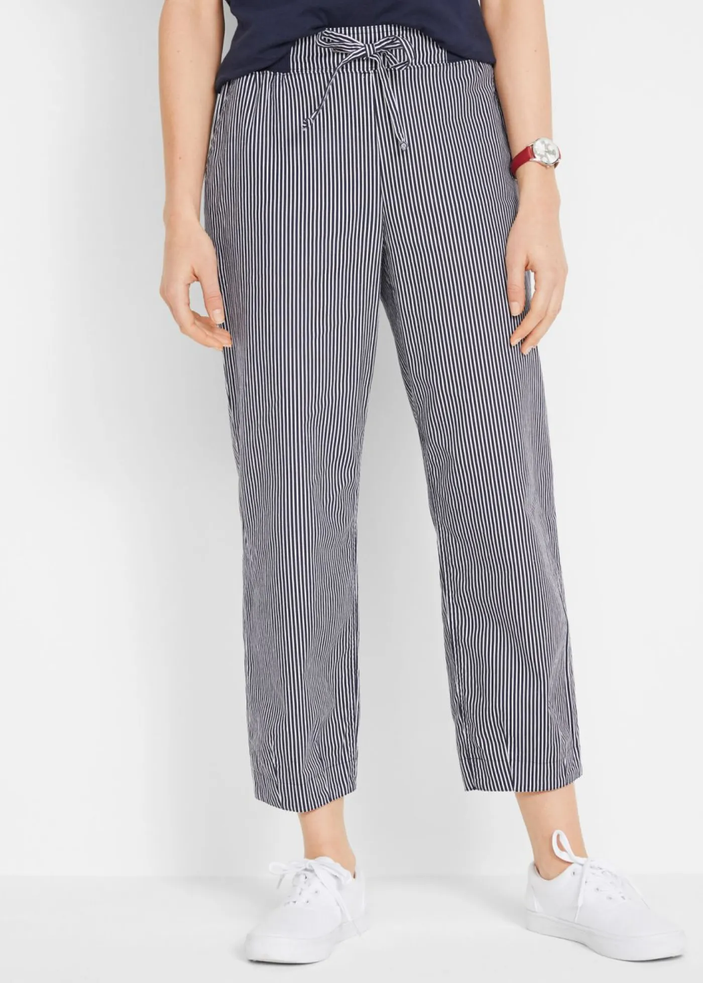 Outlet Pantalón capri de lino Mujer Pantalones
