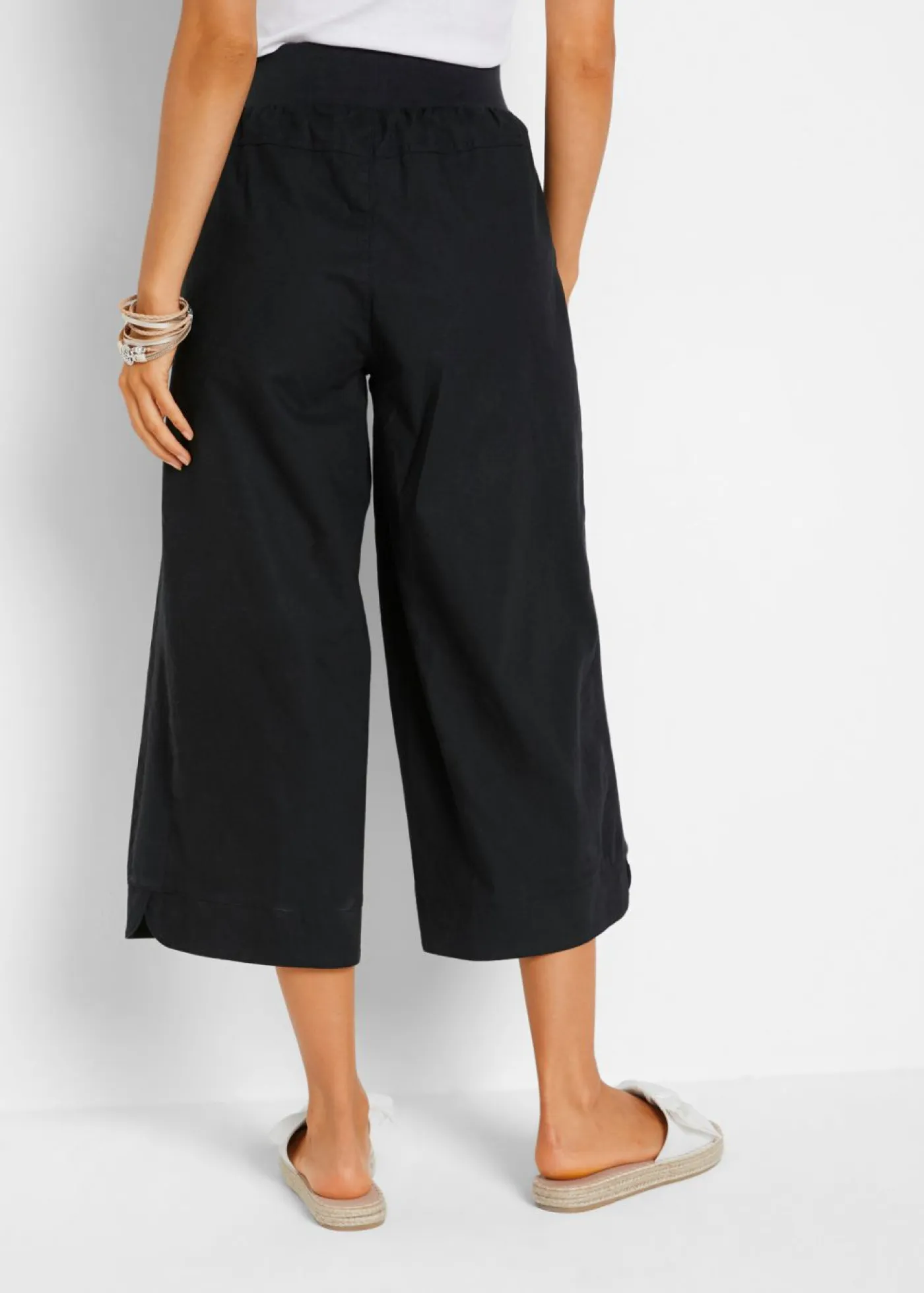 Pantalón capri de mezcla de lino y algodón Mujer Pantalones