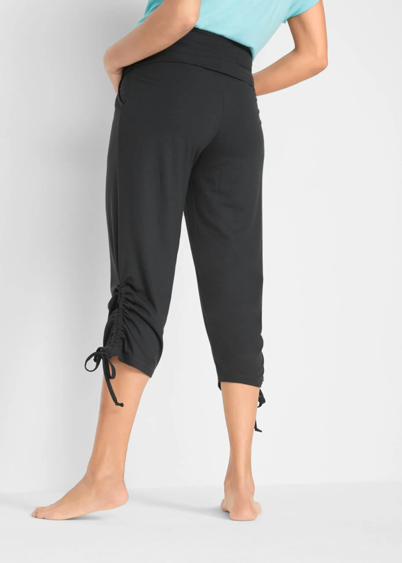 New Pantalón capri de mezcla de viscosa con fruncido Mujer Ropa Deportiva|Pantalones