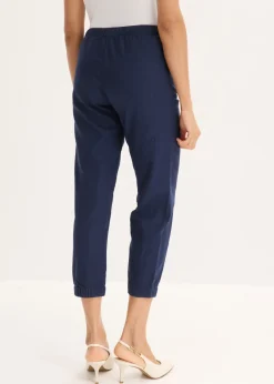 Clearance Pantalón capri de mezcla ligera de lino Mujer Pantalones|Novedades