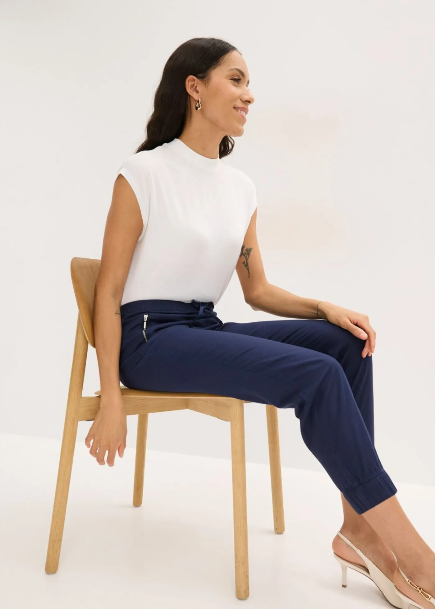 Clearance Pantalón capri de mezcla ligera de lino Mujer Pantalones|Novedades
