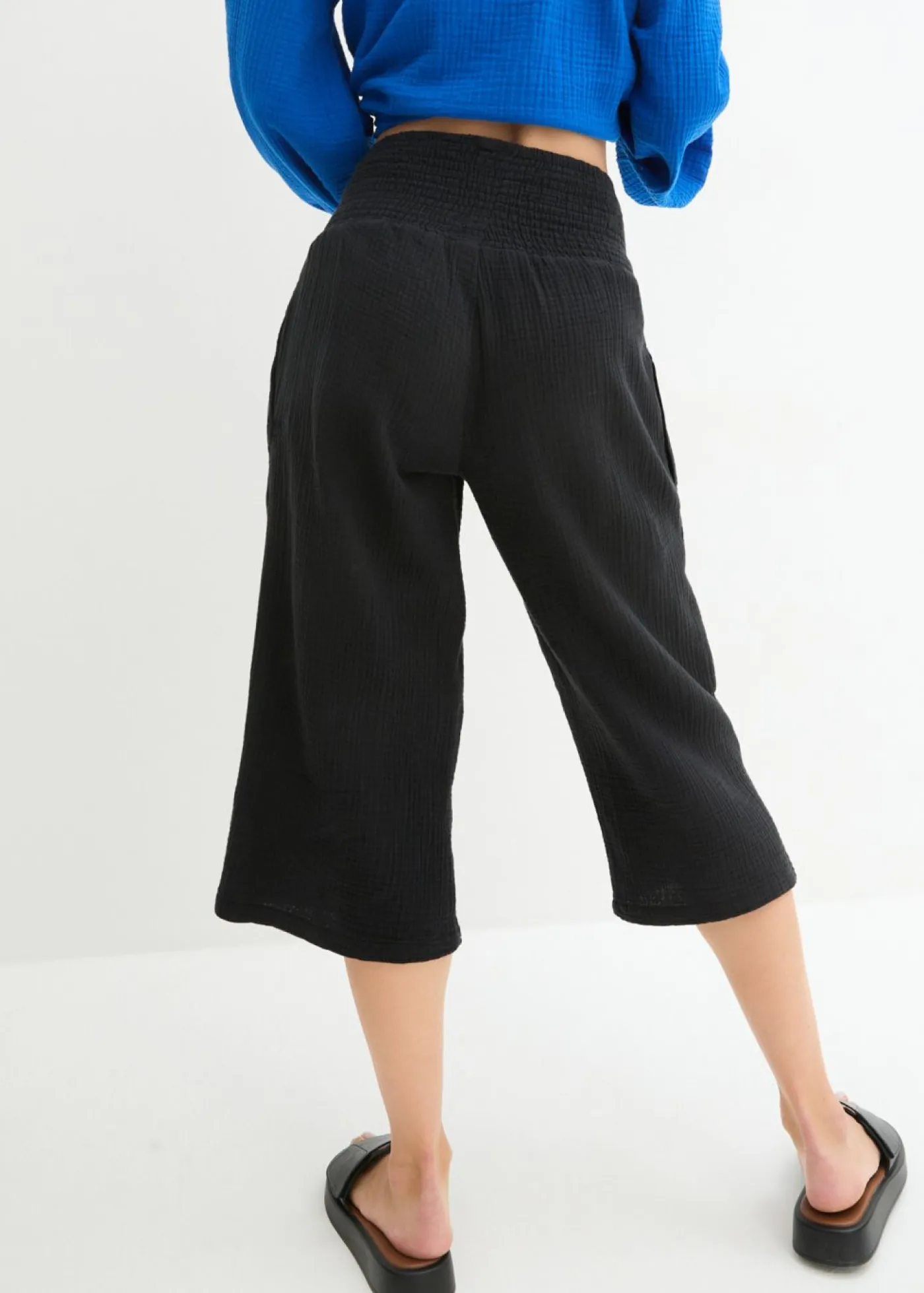 New Pantalón capri de muselina suave Mujer Pantalones