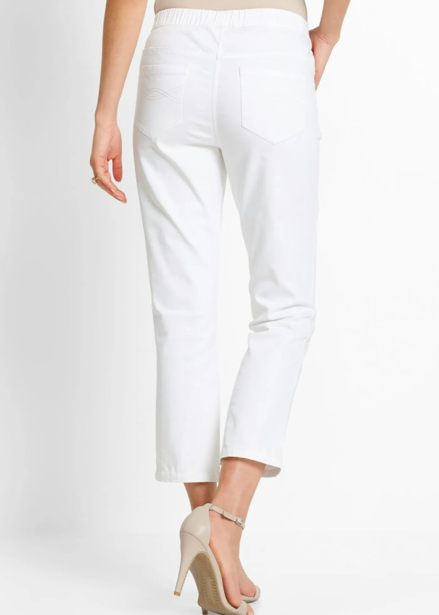 New Pantalón capri sin cierre con elástico Mujer Pantalones|Novedades