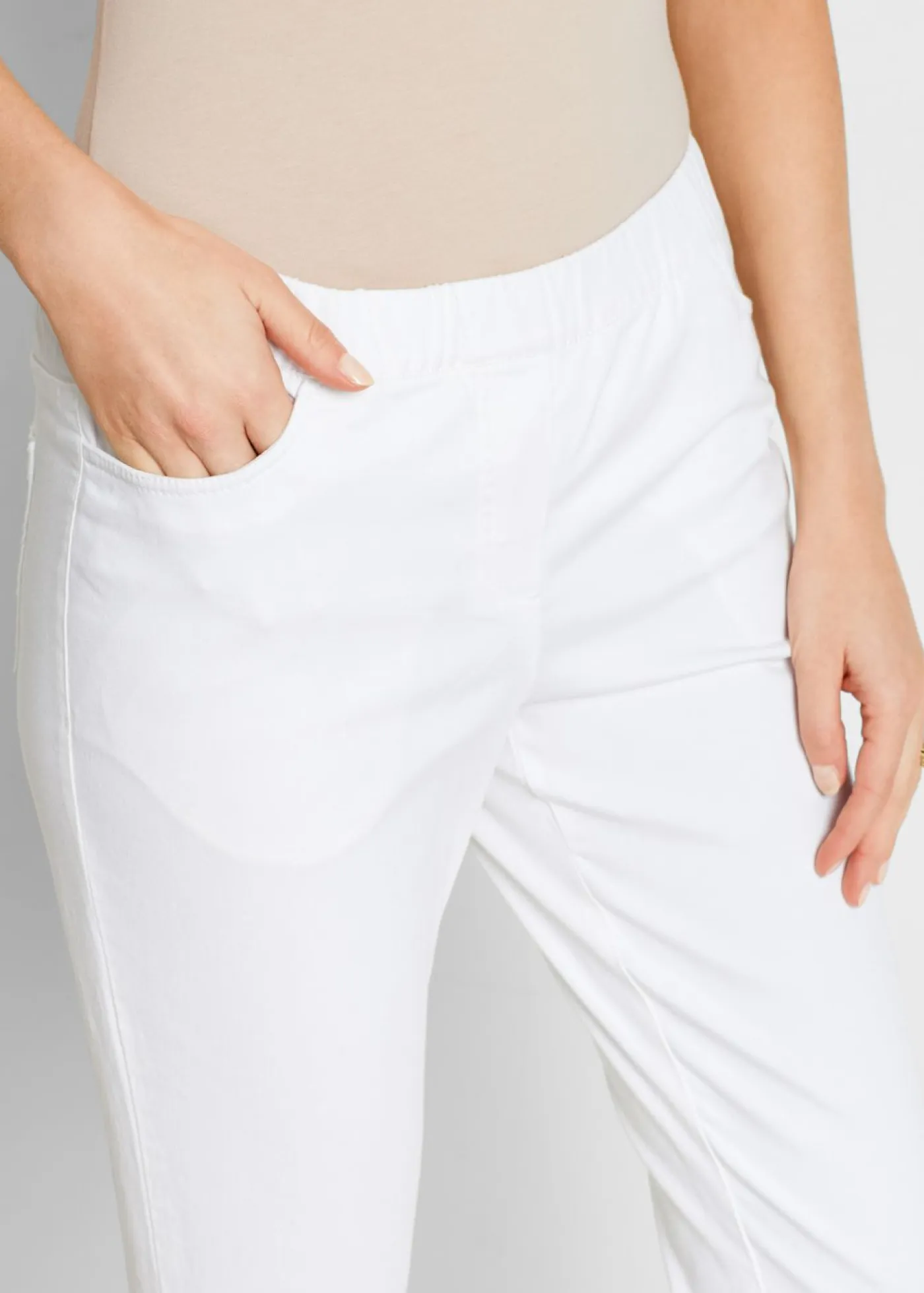 New Pantalón capri sin cierre con elástico Mujer Pantalones|Novedades