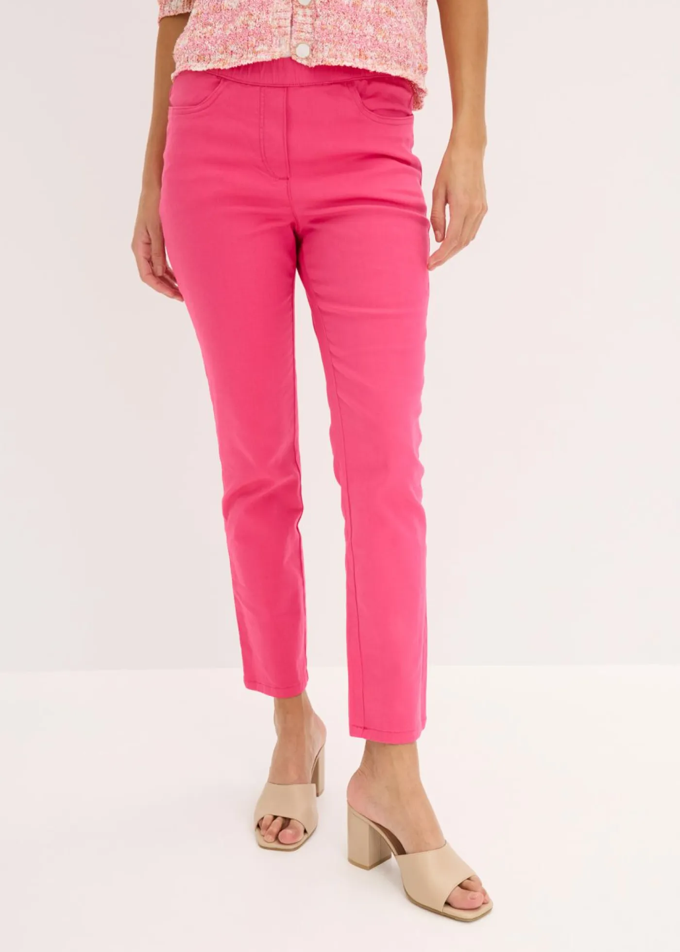 New Pantalón capri sin cierre con elástico Mujer Pantalones|Novedades