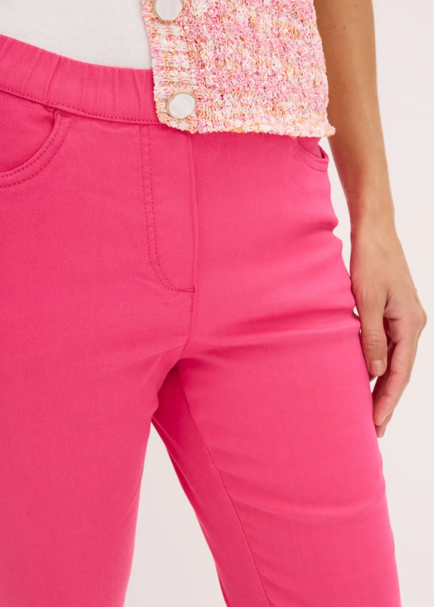 New Pantalón capri sin cierre con elástico Mujer Pantalones|Novedades