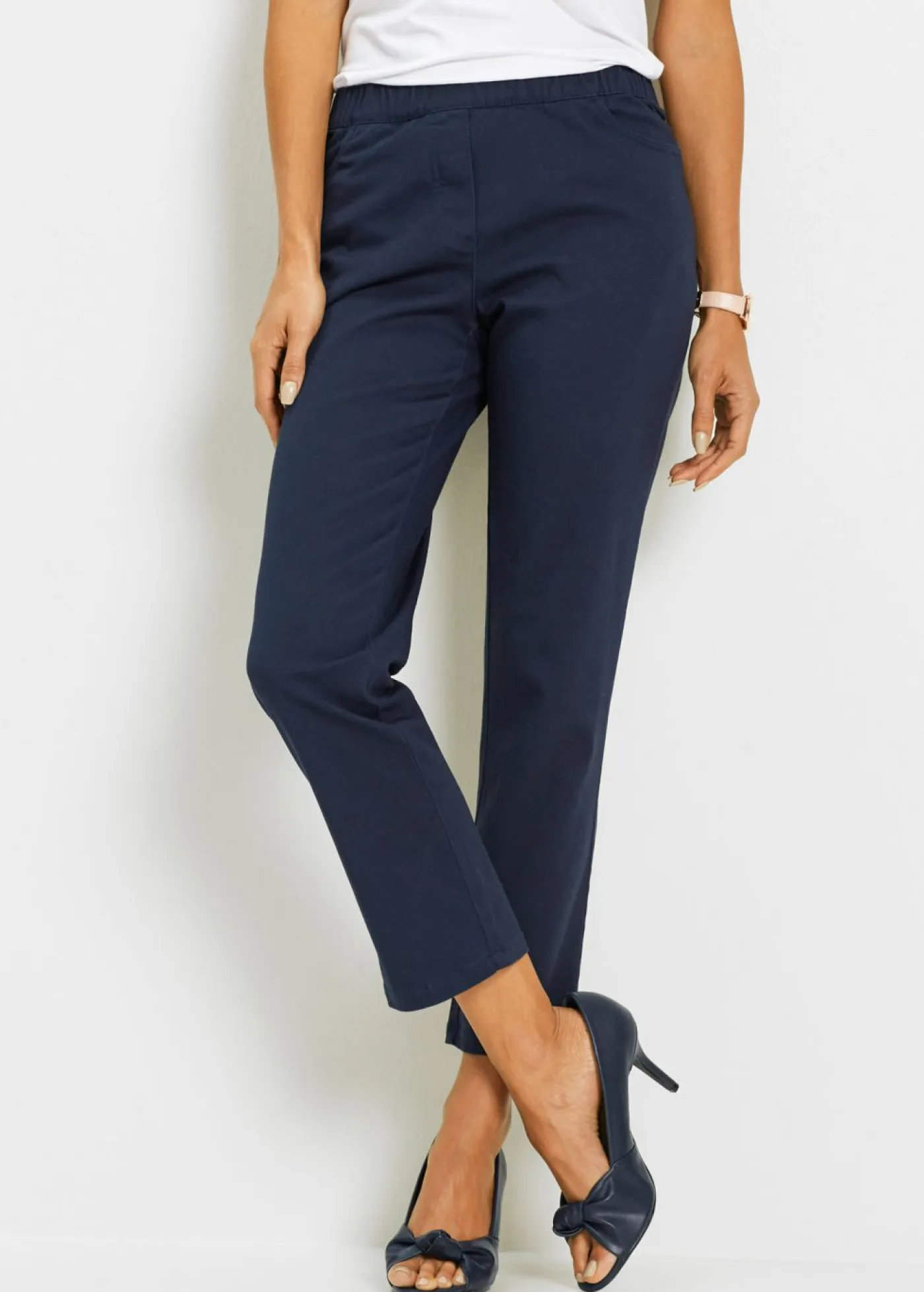 Clearance Pantalón capri sin cierre con elástico Mujer Pantalones|Novedades