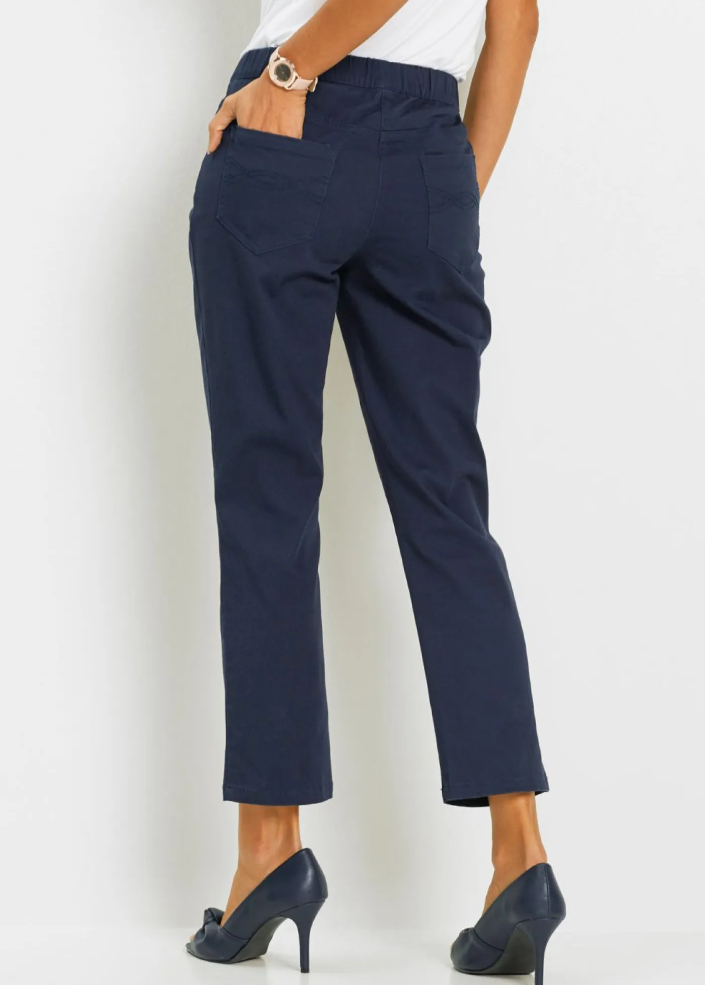 Clearance Pantalón capri sin cierre con elástico Mujer Pantalones|Novedades