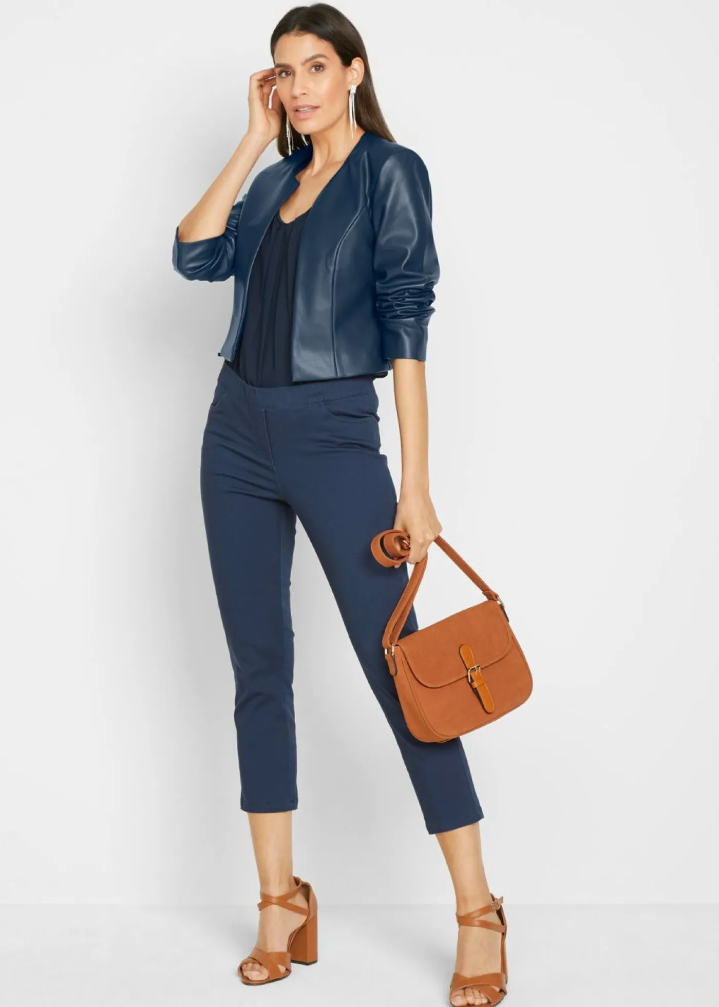 Clearance Pantalón capri sin cierre con elástico Mujer Pantalones|Novedades
