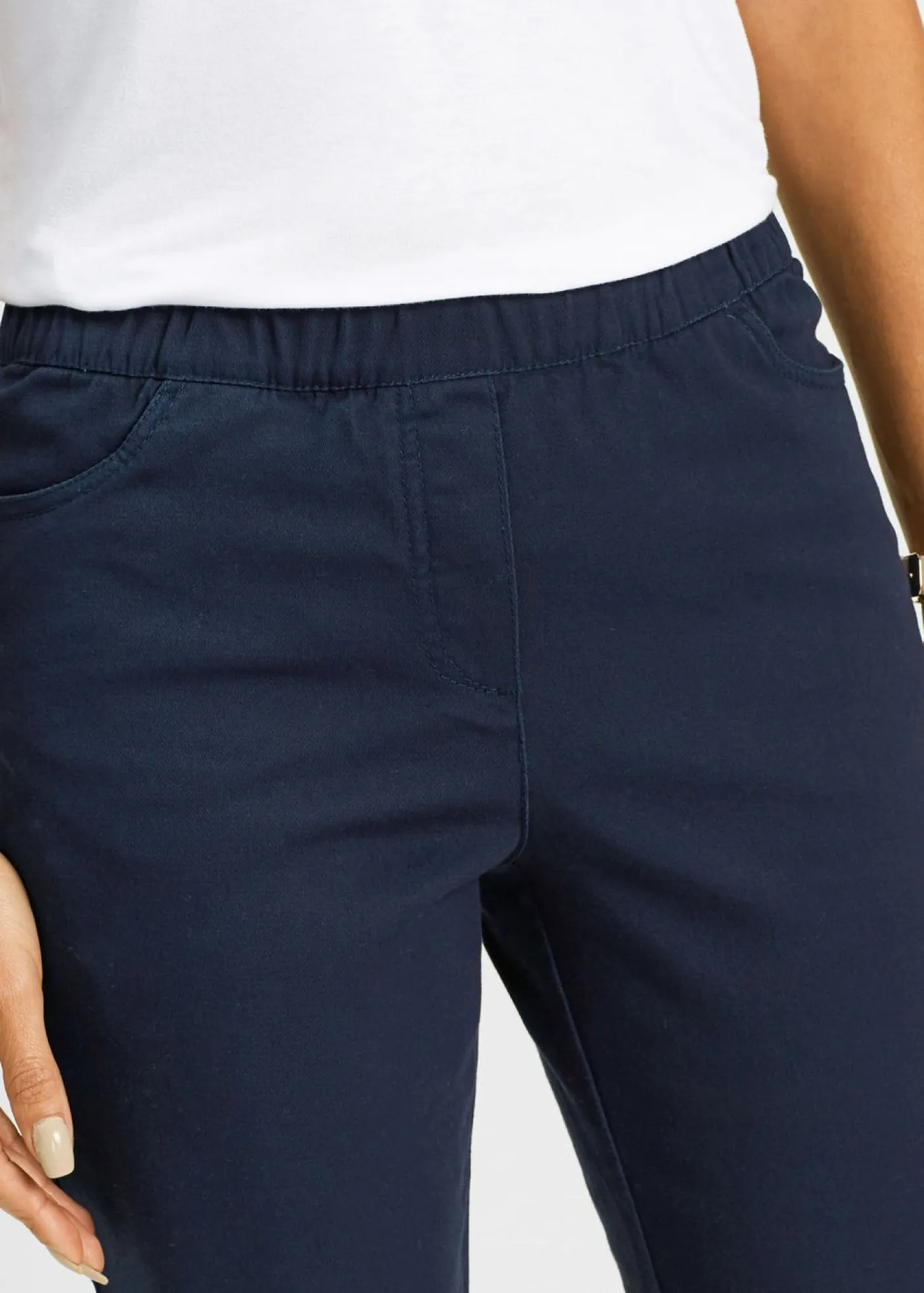 Clearance Pantalón capri sin cierre con elástico Mujer Pantalones|Novedades