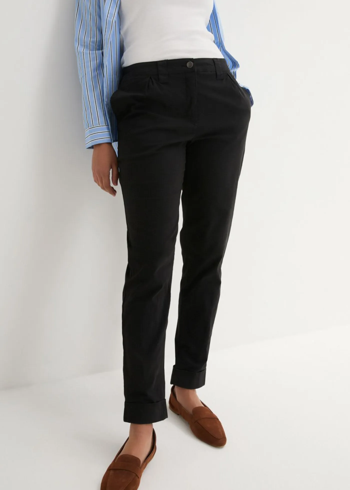 Discount Pantalón chino de algodón hasta el tobillo Mujer Pantalones|Tallas Pequeñas