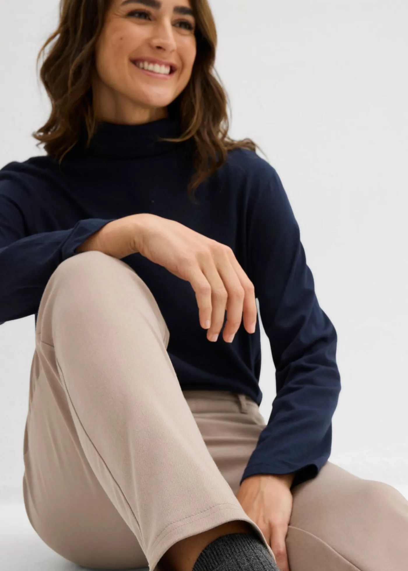 Sale Pantalón chino de mezcla de viscosa Mujer Pantalones