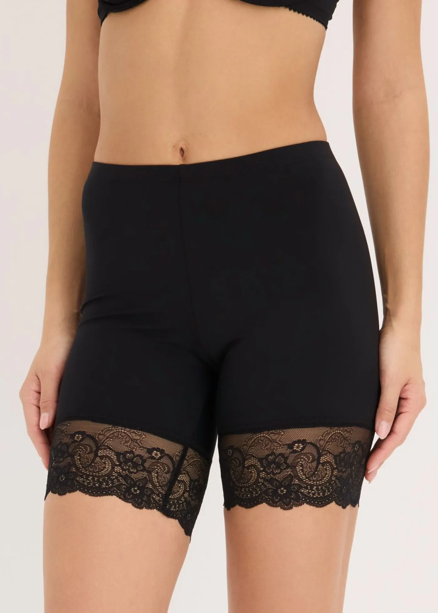 New Pantalón ciclista antirrozaduras de poliamida con piernas de encaje Mujer Shorts Moldeadores|Medias, Panties Y Calcetines