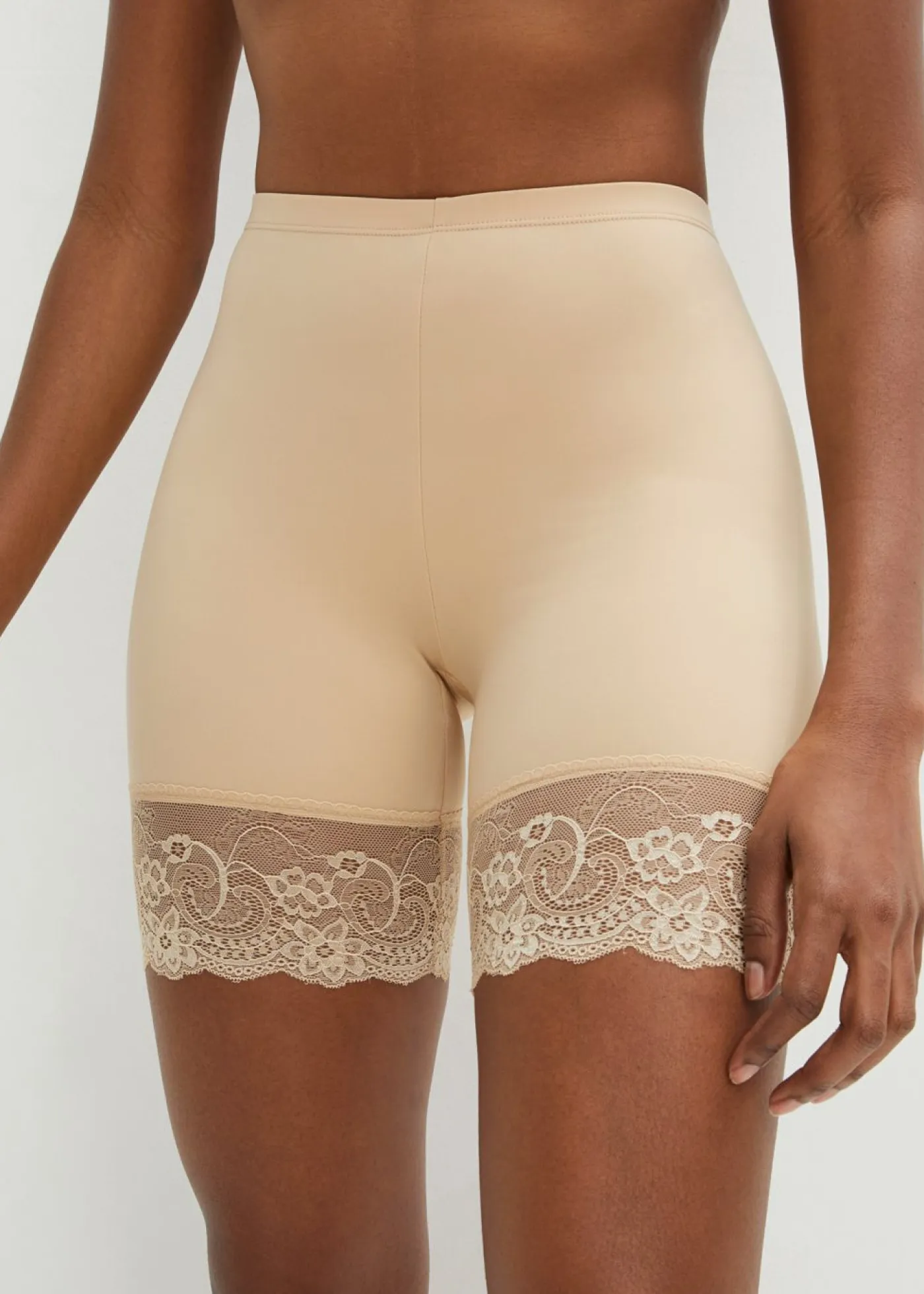 New Pantalón ciclista antirrozaduras de poliamida con piernas de encaje Mujer Shorts Moldeadores|Medias, Panties Y Calcetines