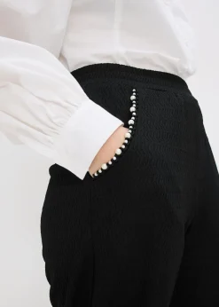 Sale Pantalón con aplicaciones de perlas de punto estructurado Mujer Pantalones