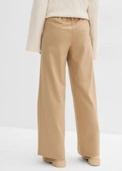 Pantalón con aspecto de lana y cinturilla cómoda Mujer Pantalones