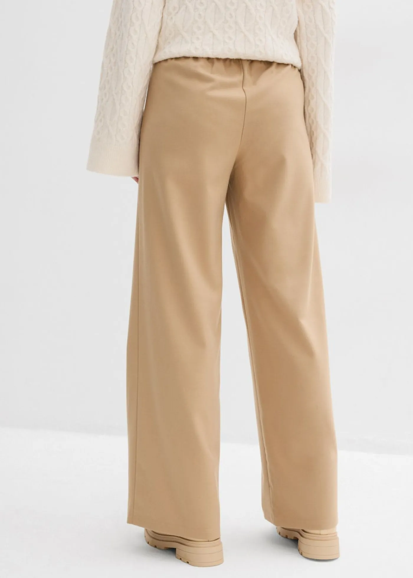 Pantalón con aspecto de lana y cinturilla cómoda Mujer Pantalones