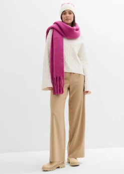 Pantalón con aspecto de lana y cinturilla cómoda Mujer Pantalones