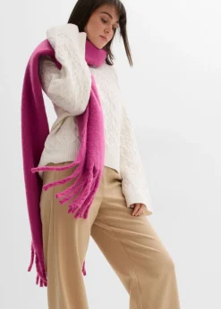 Pantalón con aspecto de lana y cinturilla cómoda Mujer Pantalones