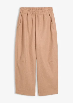 Online Pantalón con aspecto de lana y corte barrel Mujer Pantalones