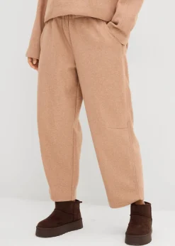 Online Pantalón con aspecto de lana y corte barrel Mujer Pantalones