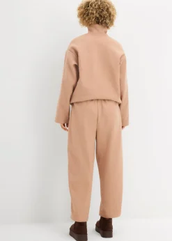Online Pantalón con aspecto de lana y corte barrel Mujer Pantalones