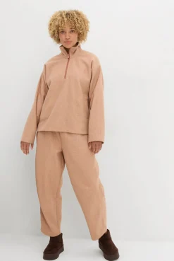 Online Pantalón con aspecto de lana y corte barrel Mujer Pantalones