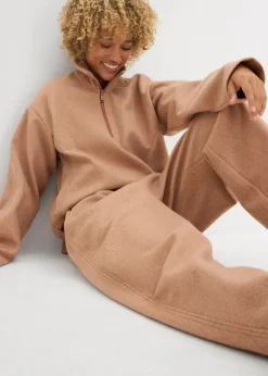 Online Pantalón con aspecto de lana y corte barrel Mujer Pantalones