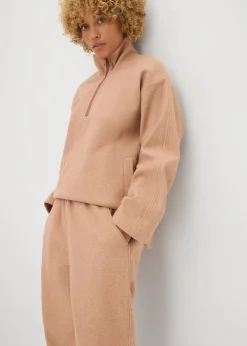 Online Pantalón con aspecto de lana y corte barrel Mujer Pantalones