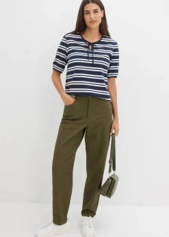 Outlet Pantalón con cinturilla cómoda y corte barrel Mujer Pantalones|Novedades