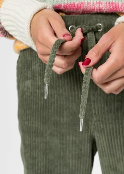 Outlet Pantalón con cinturilla elástica y aspecto de pana Mujer Pantalones
