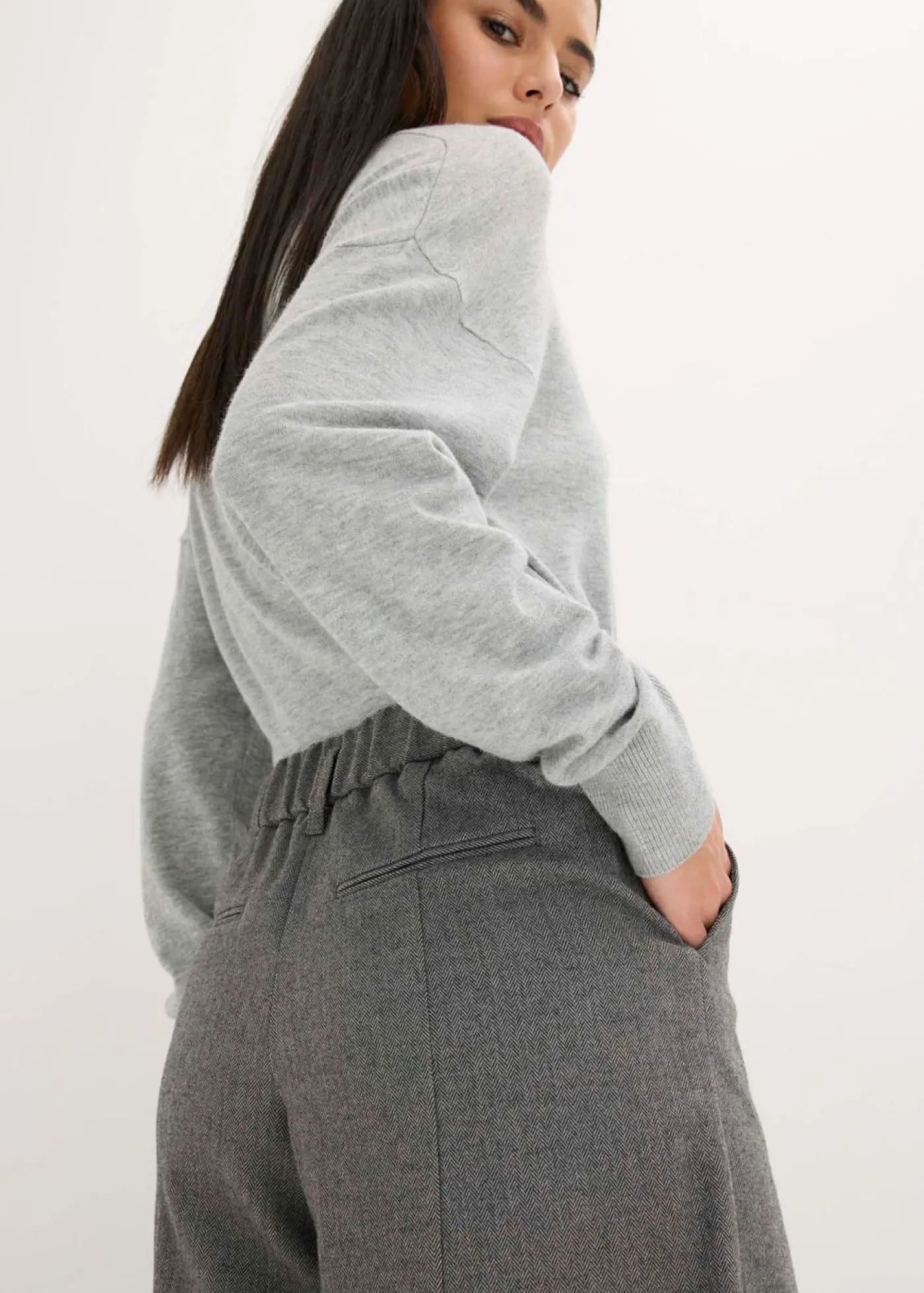 Online Pantalón con espiga en aspecto de lana Mujer Shorts|Pantalones