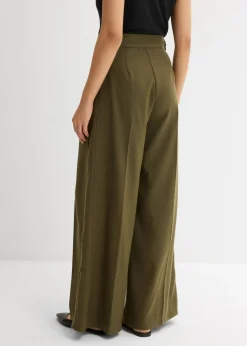 Online Pantalón con hebilla lateral de mezcla de viscosa Mujer Esenciales|Pantalones