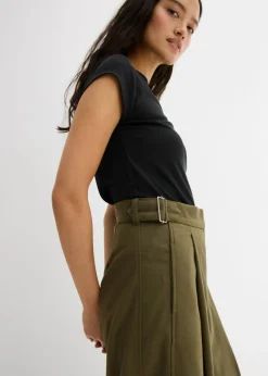 Online Pantalón con hebilla lateral de mezcla de viscosa Mujer Esenciales|Pantalones