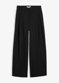 Online Pantalón con pinzas, cinturilla cómoda y abertura Mujer Esenciales|Pantalones