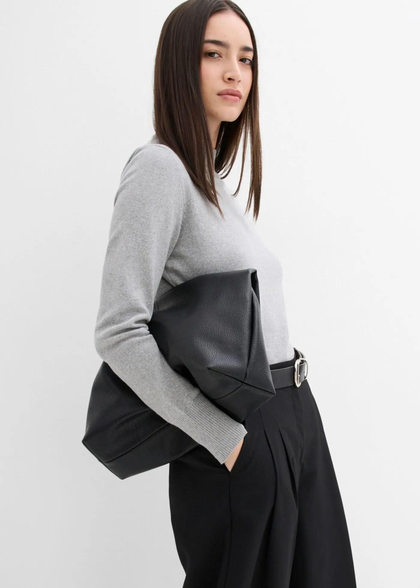 Online Pantalón con pinzas, cinturilla cómoda y abertura Mujer Esenciales|Pantalones