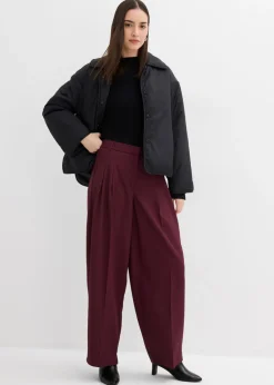 Online Pantalón con pinzas, cinturilla cómoda y abertura Mujer Esenciales|Pantalones